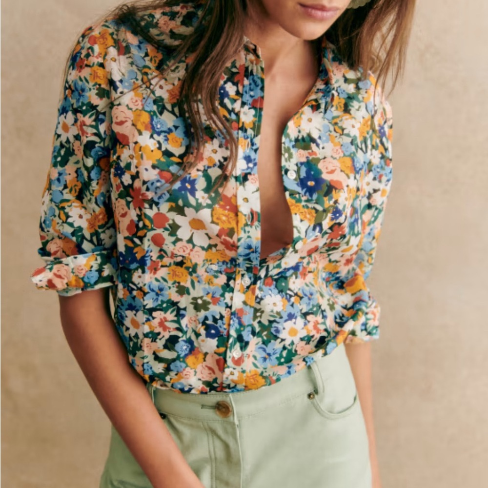 Sezane Pierro fall floral top size 38 small